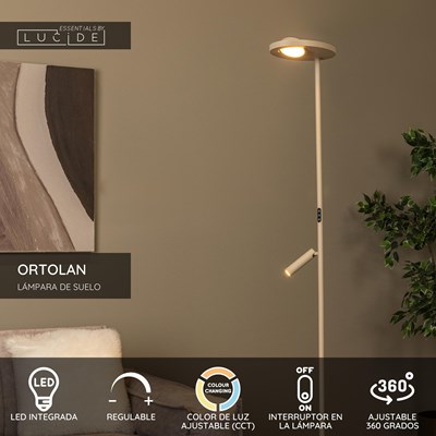 Lucide ORTOLAN - Lámpara de suelo - LED Regul. - CCT - 2700K/4000K - Taupe | Essential